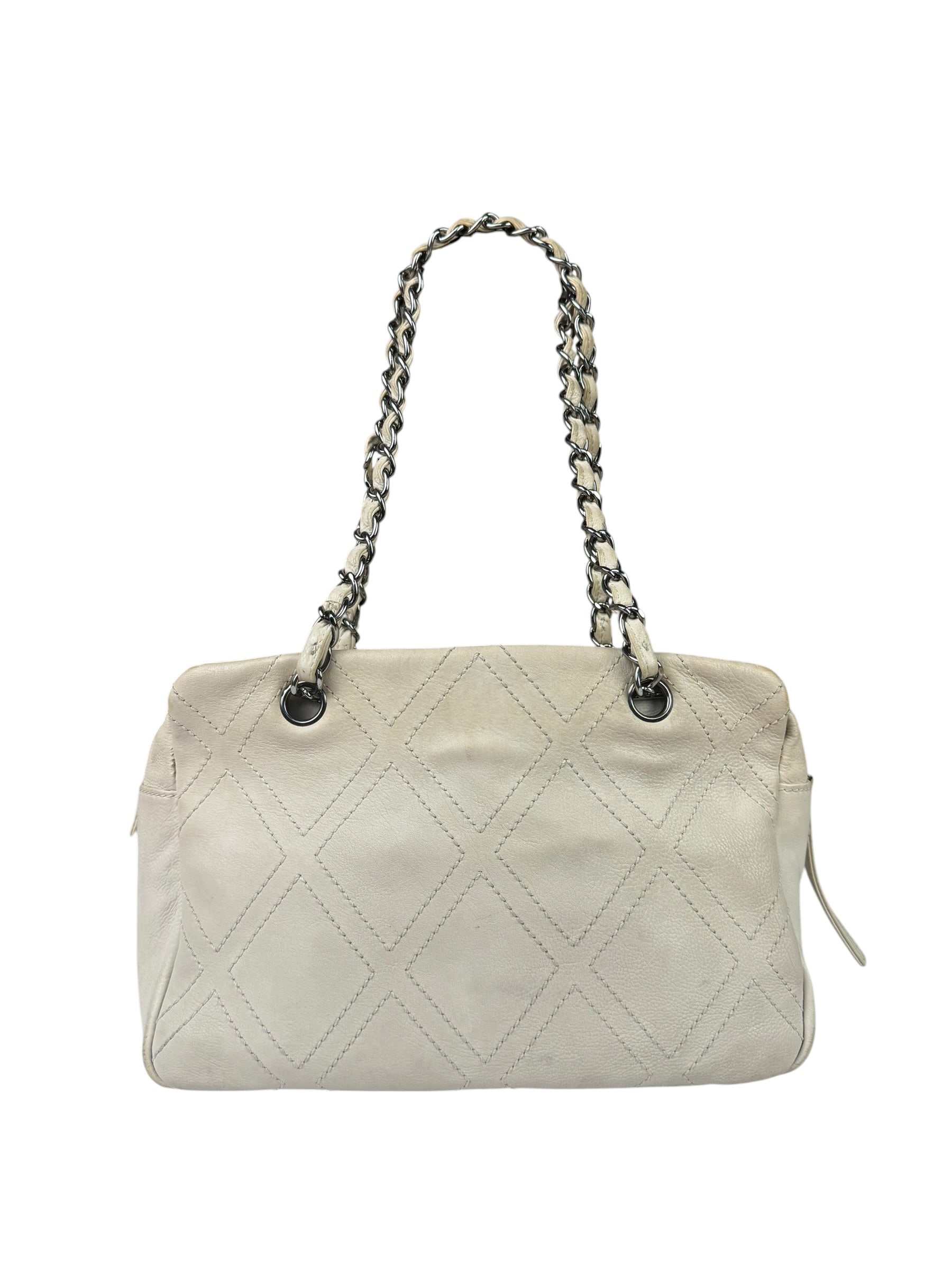 Chanel Cream Chevron Leather Outdoor Ligne Shoulder Bags  2005