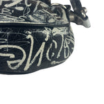Balenciaga Black/White Leather Le Cagole Graffiti Shoulder Bag