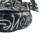 Balenciaga Black/White Leather Le Cagole Graffiti Shoulder Bag
