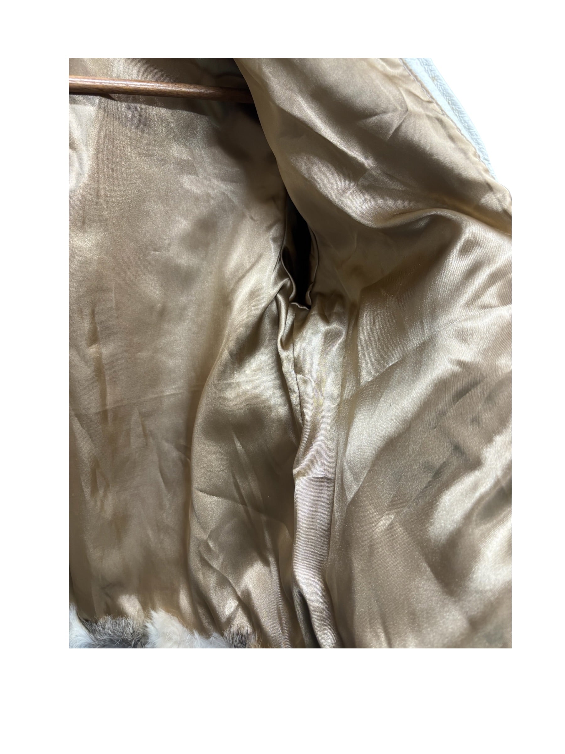 Diva Brown/White Zip-Up Rabbit Fur Jacket