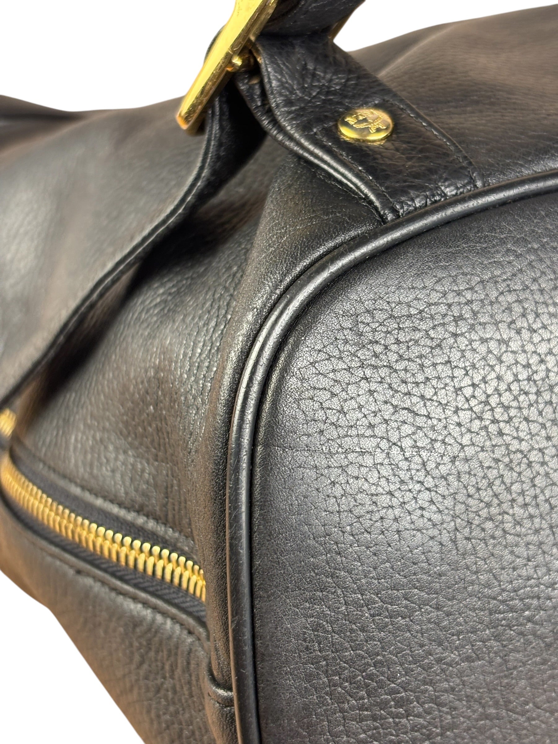 MCM Vintage Black Leather Studded Drawing Backpack