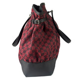 Gucci Red/Black Leather Trim GG Full Moon Tote