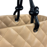 Chanel Tan Quilted Leather Ligne Cambon Tote Bag 2004