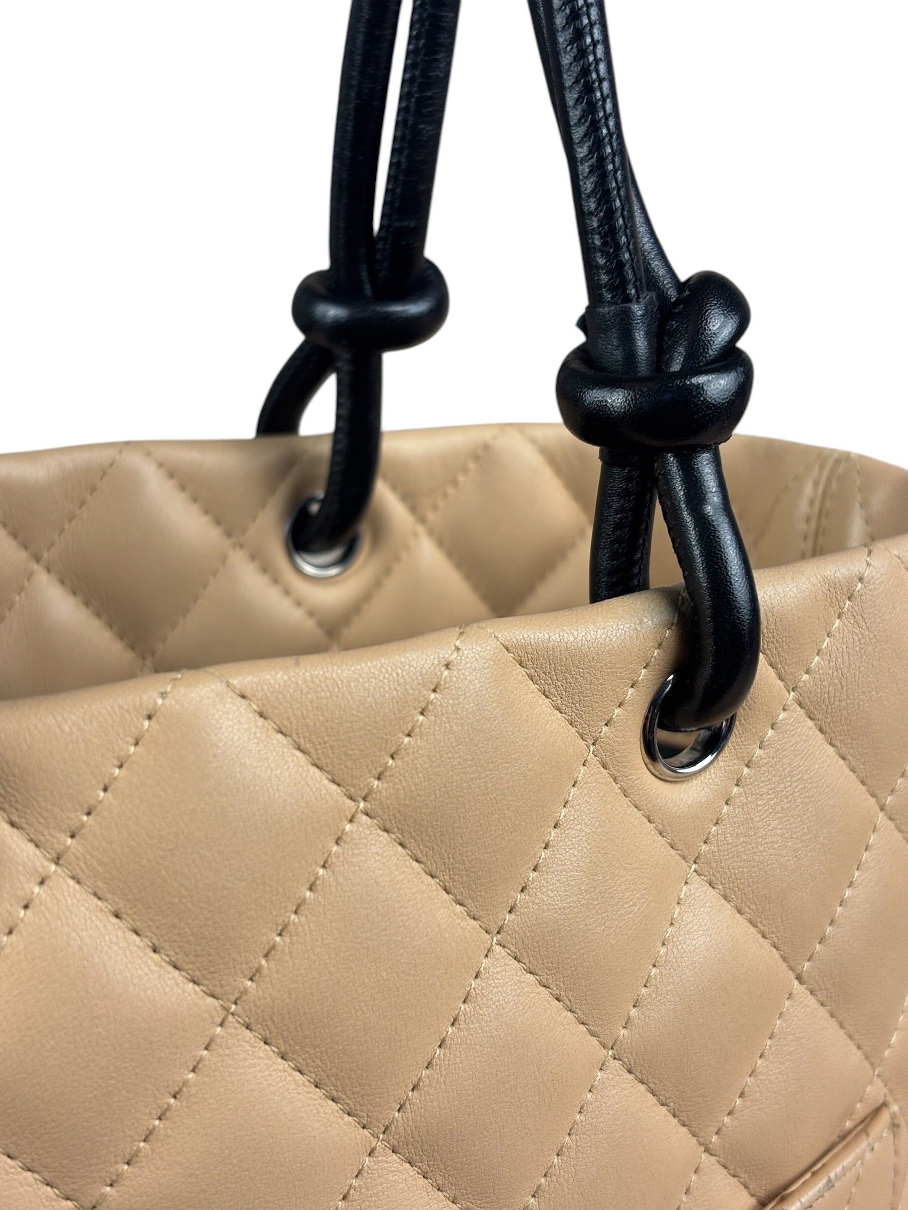 Chanel Tan Quilted Leather Ligne Cambon Tote Bag 2004
