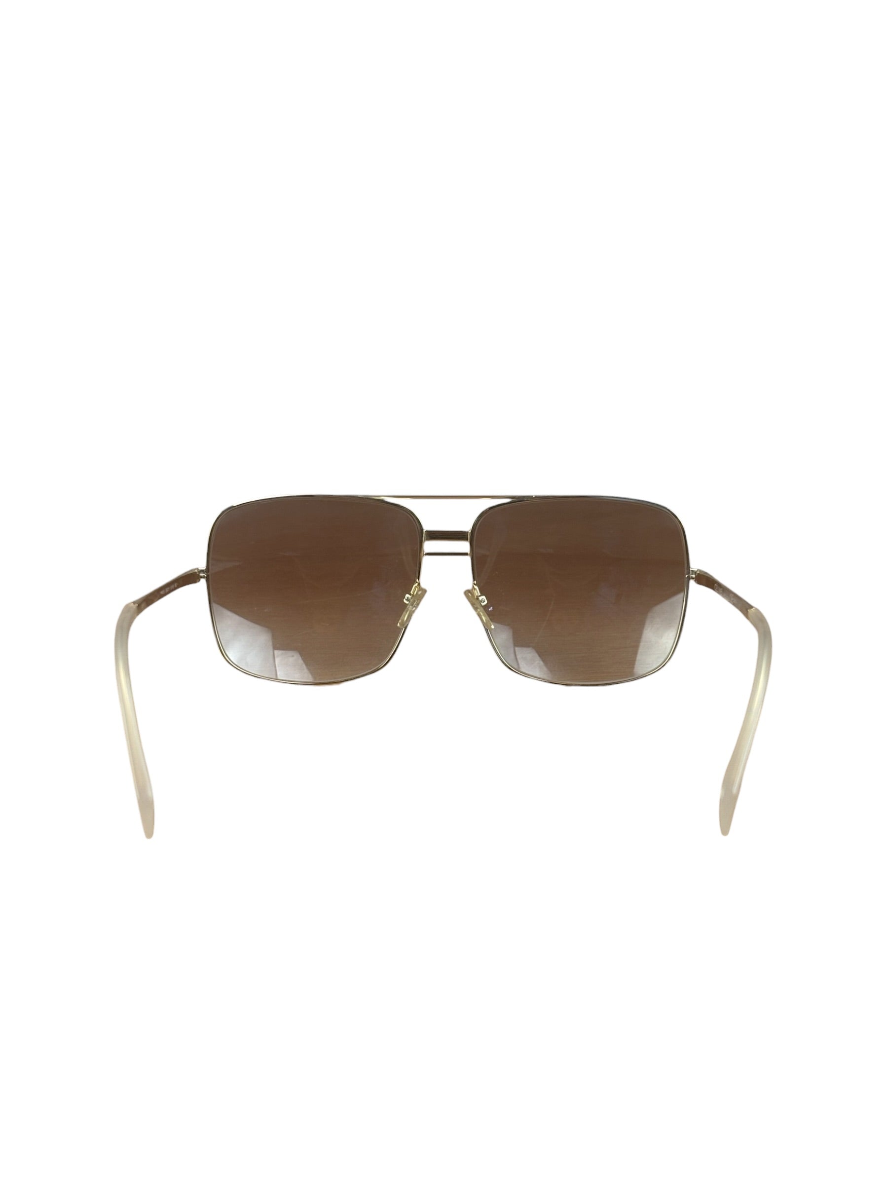 Celine Gold Tone Square Aviator Sunglasses CL41808/S