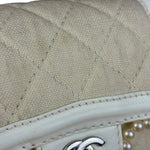 Chanel White Leather/Canvas Pearl Crossbody Flap 2003