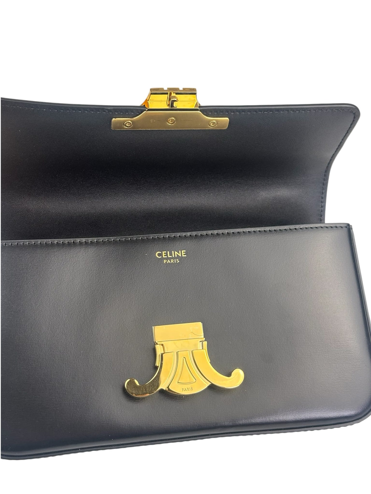 Celine Black Calfskin Claude Flap Chain Bag