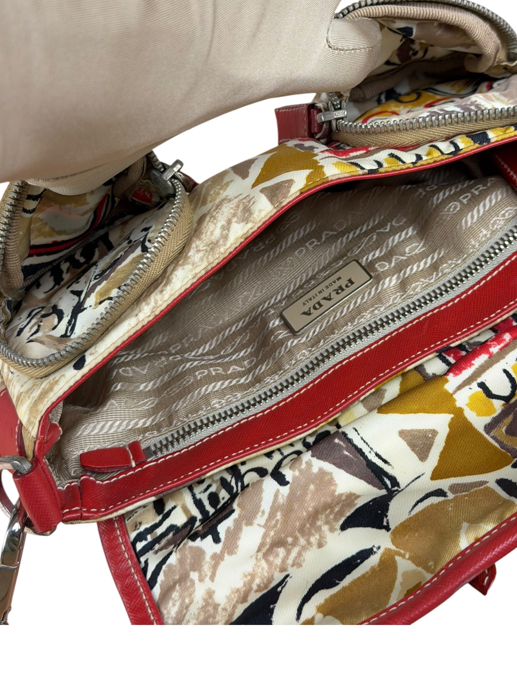 Prada Multicolor Nylon Leather Trim Shoulder Bag
