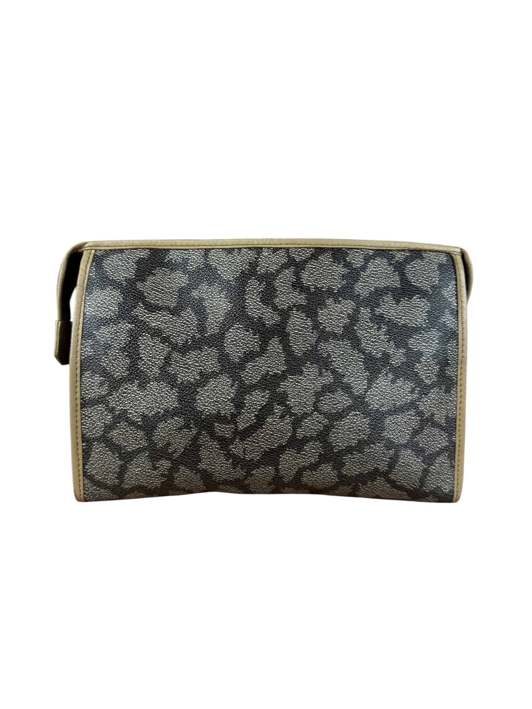 Yves Saint Lauren Vintage Gray Giraffe Printed Leather Clutch