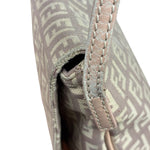 Fendi Pastel Pink Leather Trim Zucca Flap Vitello Tube Messenger Bag
