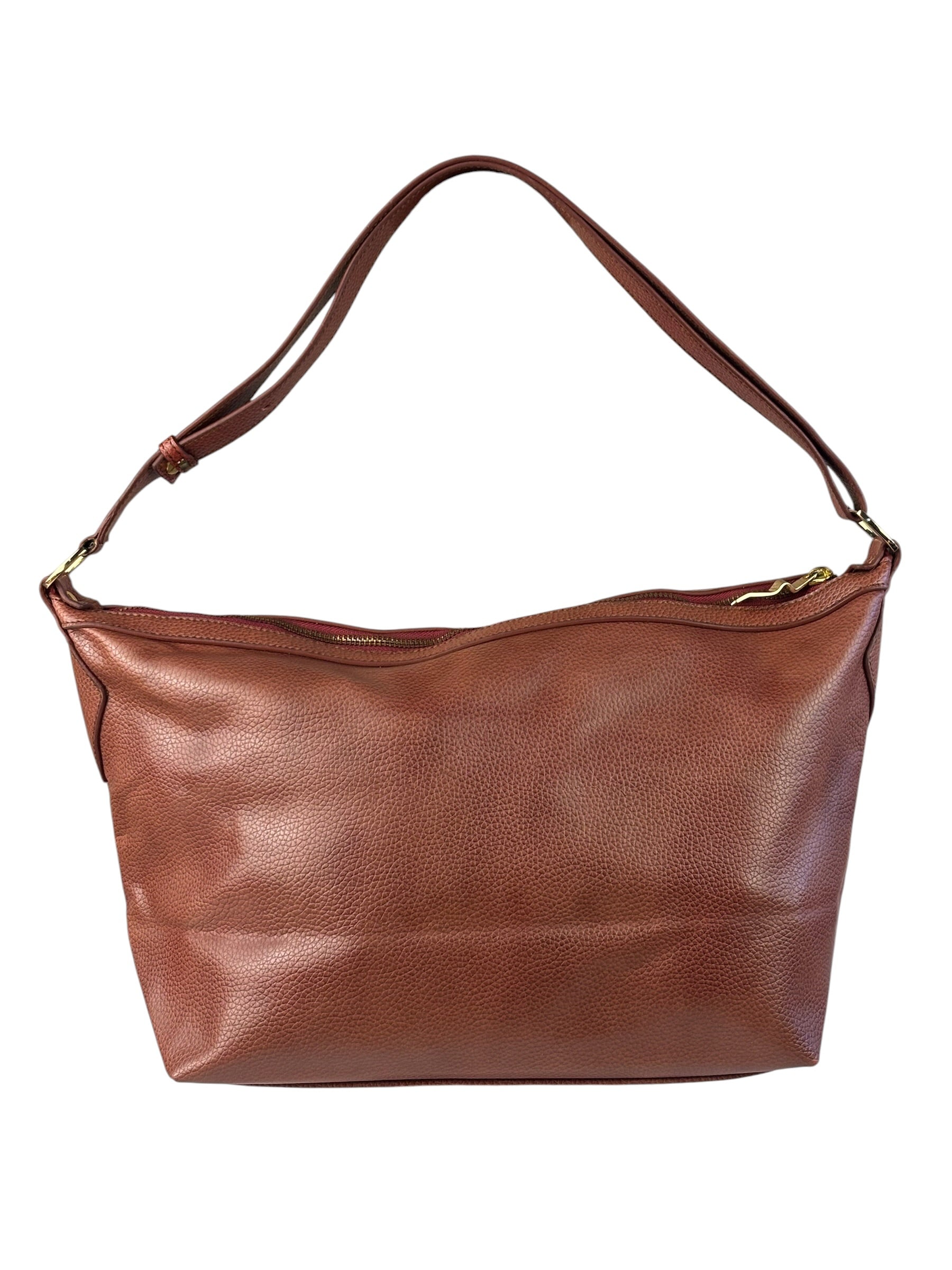 Vivienne Westwood Tan Brown Leather Perforated Orb Logo Shoulder Bag