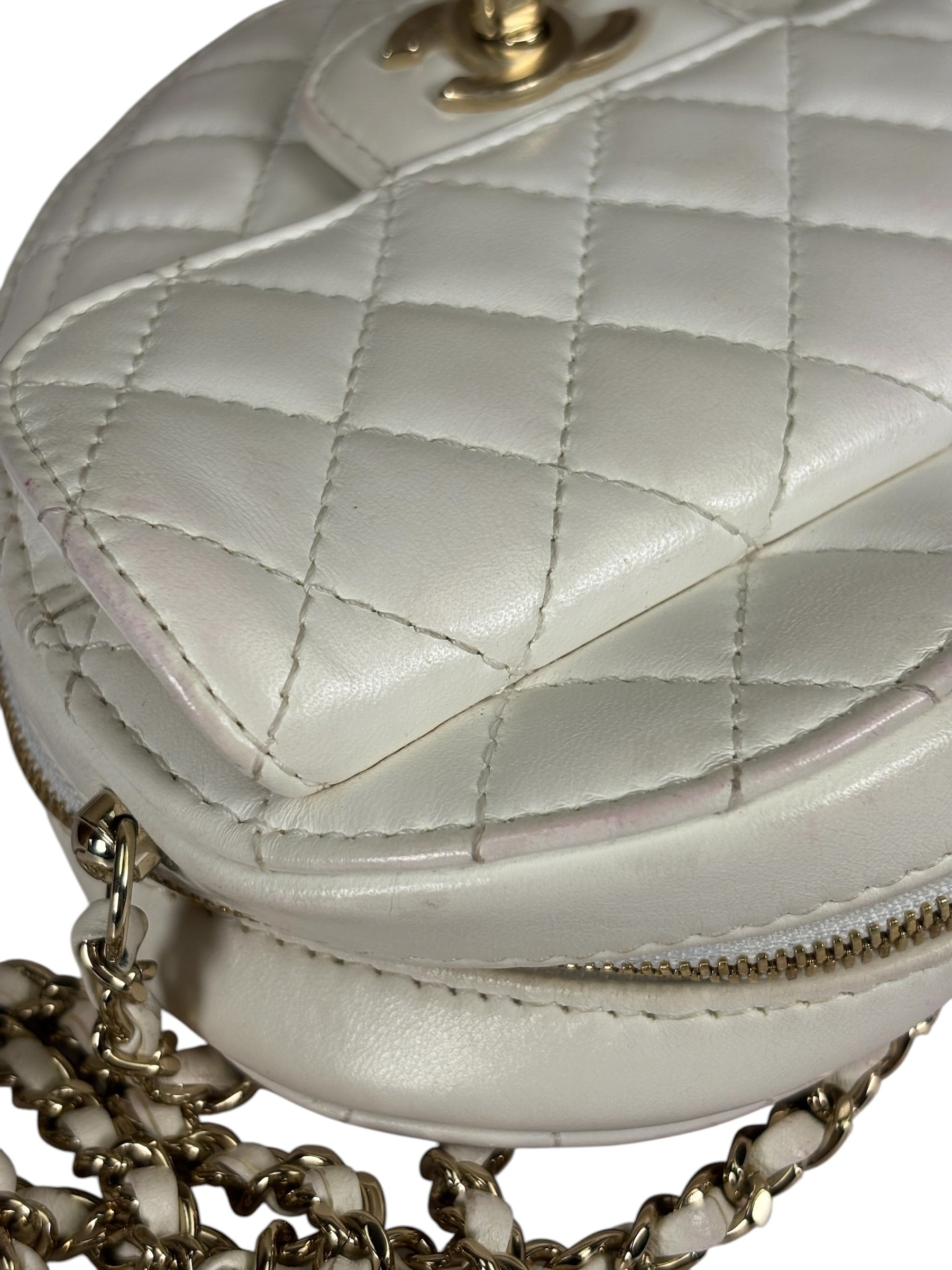 Chanel CC In Love White Quilted Leather Heart Bag 2022
