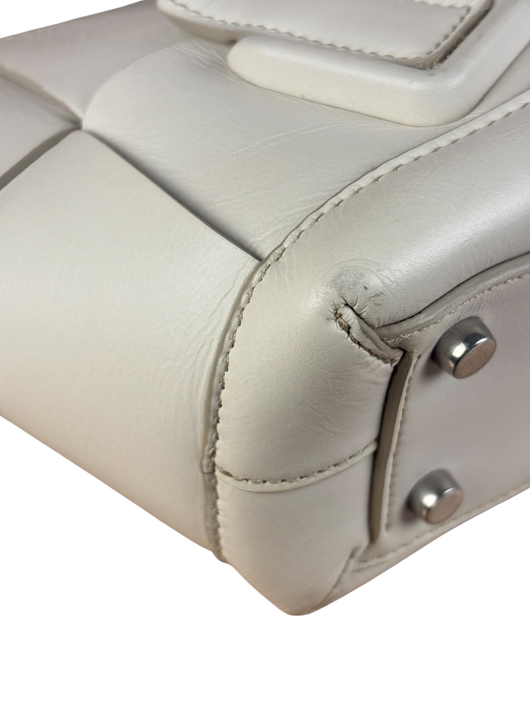 Bottega Veneta Cream Leather Mini Arco Two-Way Bag