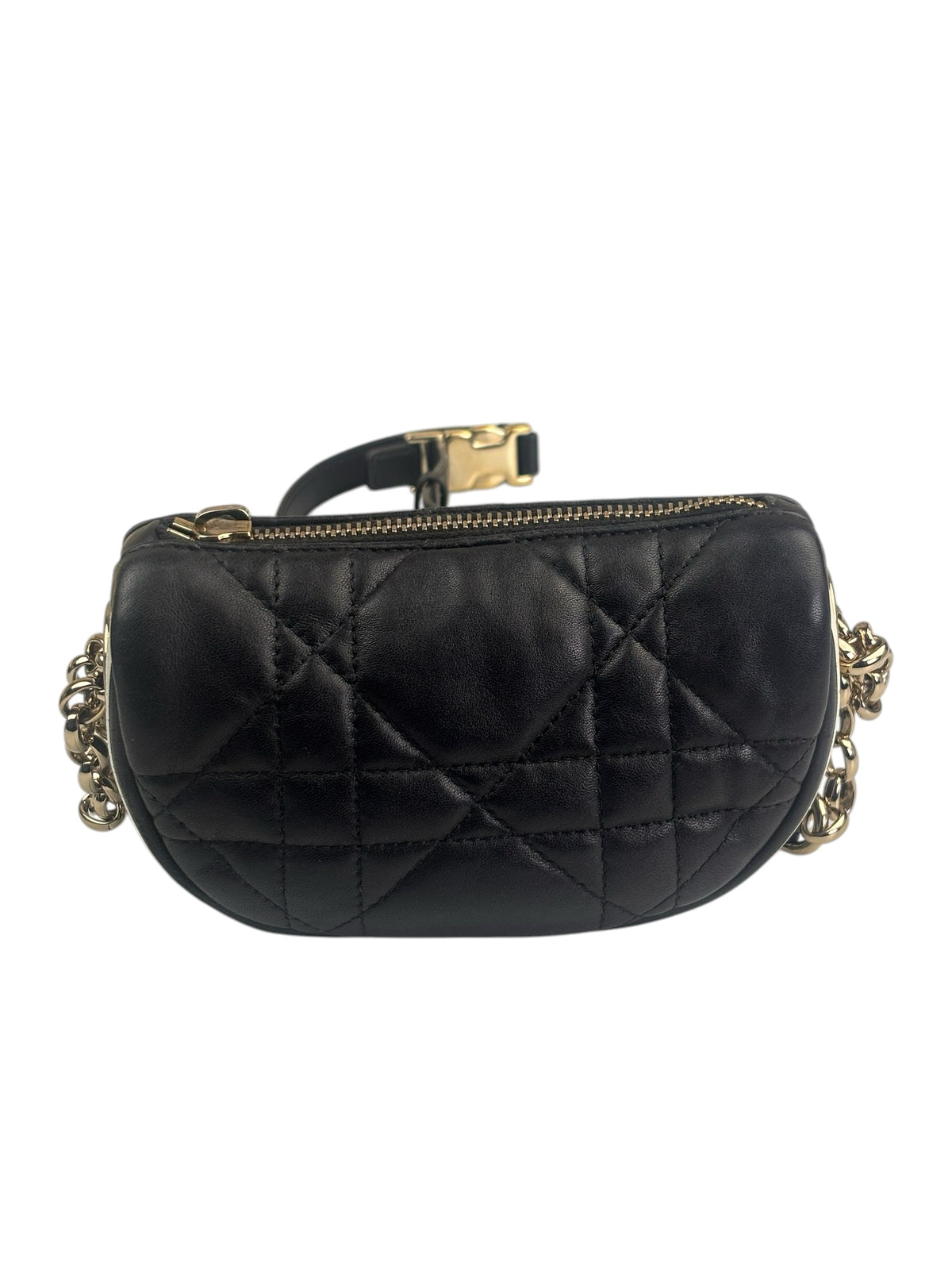 Christian Dior Black/White Quilted Leather Small Vibe Cannage Two-Way Hobo Bag
