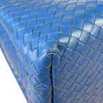 Bottega Veneta Blue Leather Small Nappa Intercciato Roma Satchel