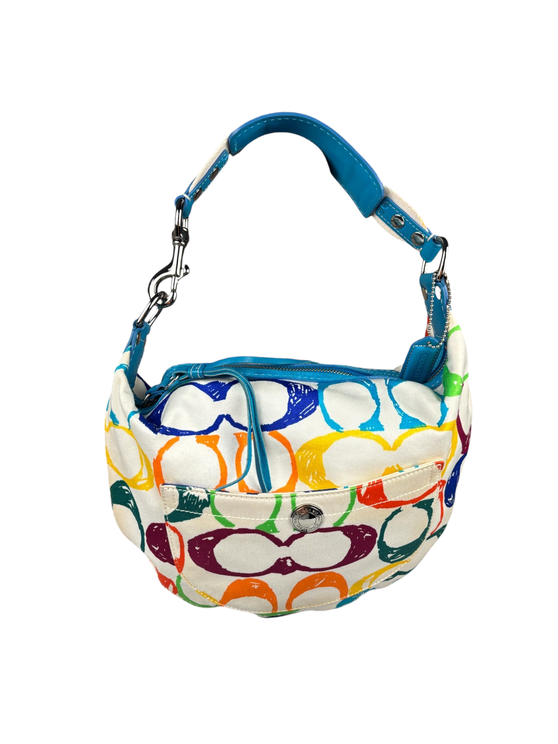 Coach Multicolor Leather Trim Scribble Hobo Bag
