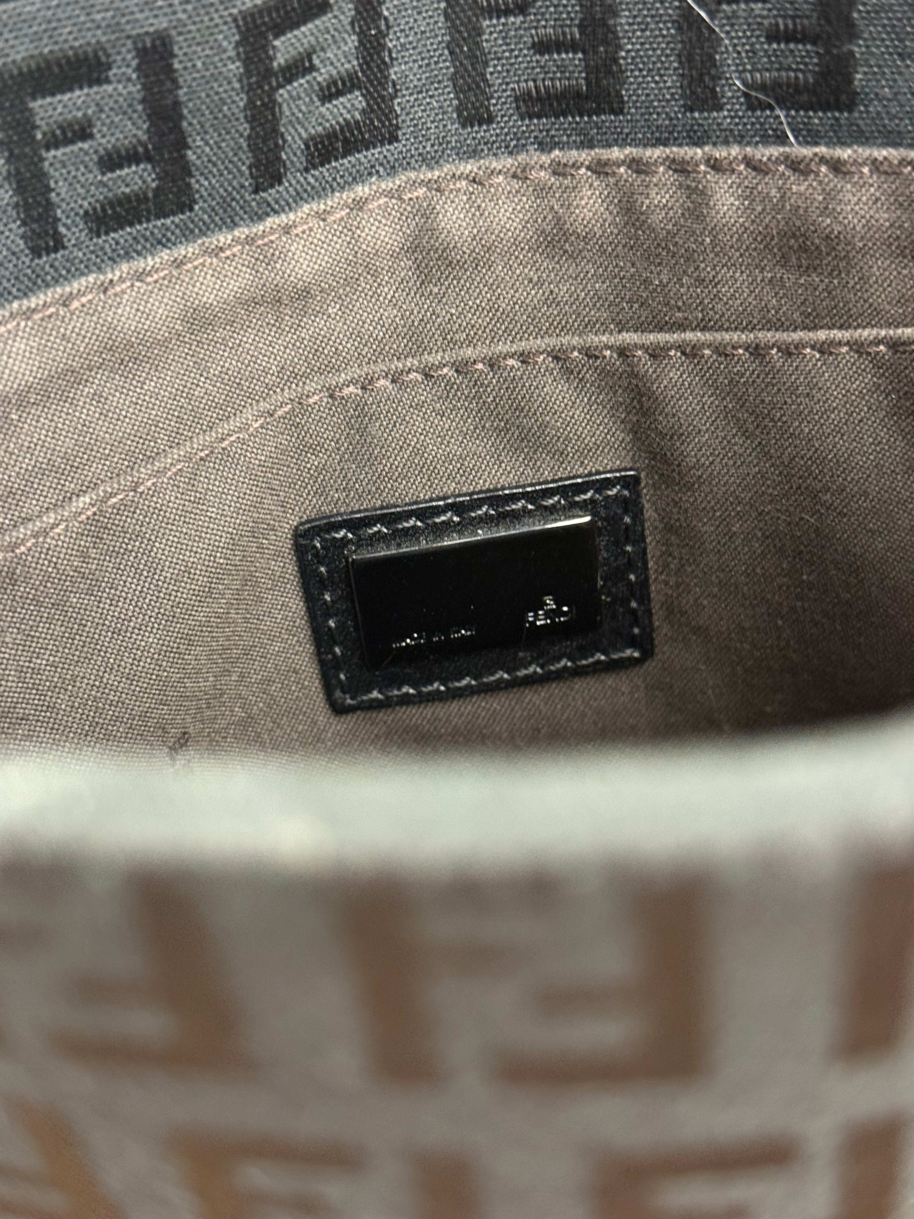 Fendi Black Zucchino Messenger Crossbody Bag