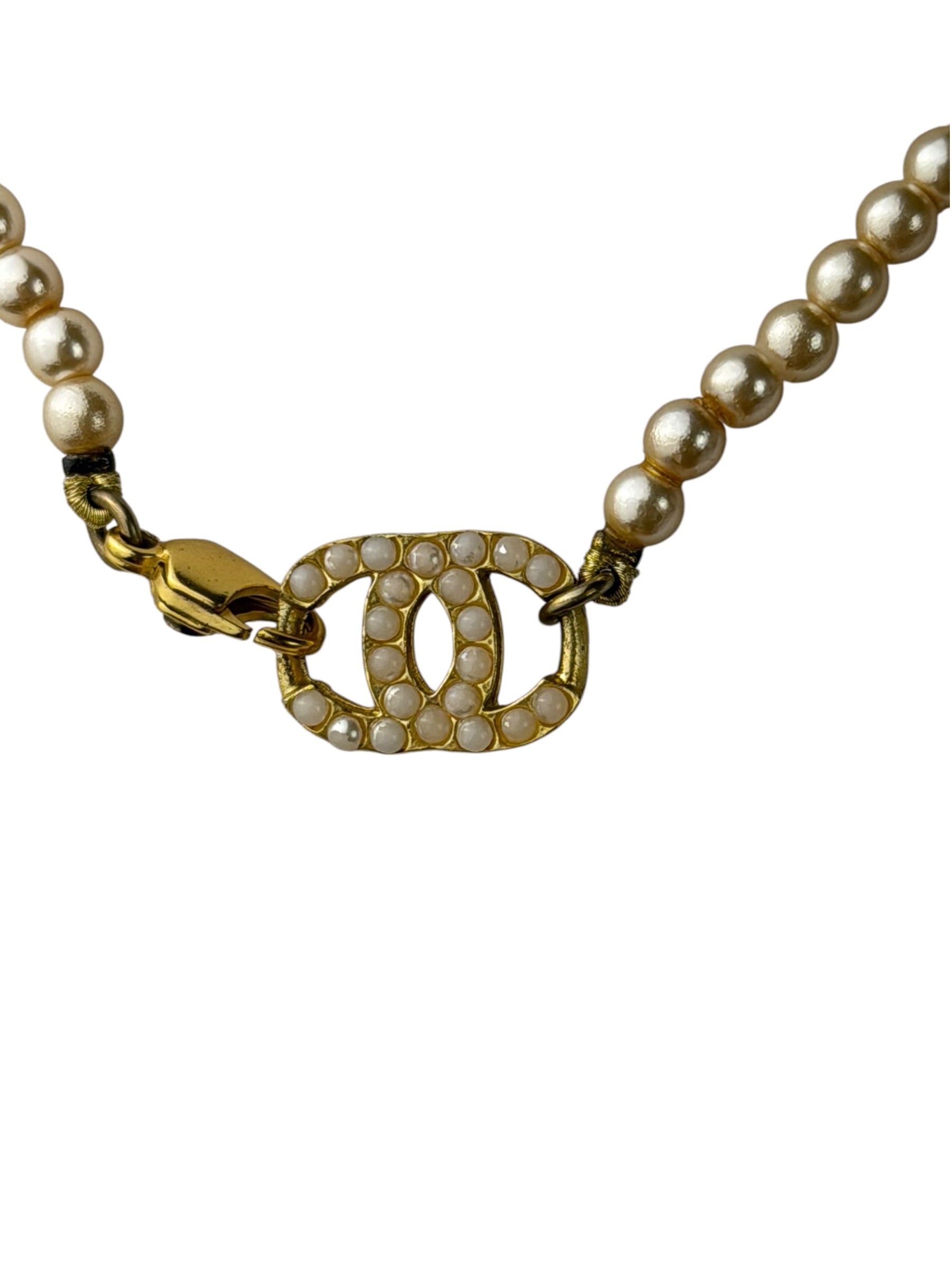 Chanel Vintage Coco Pearl/CC Pendant Necklace