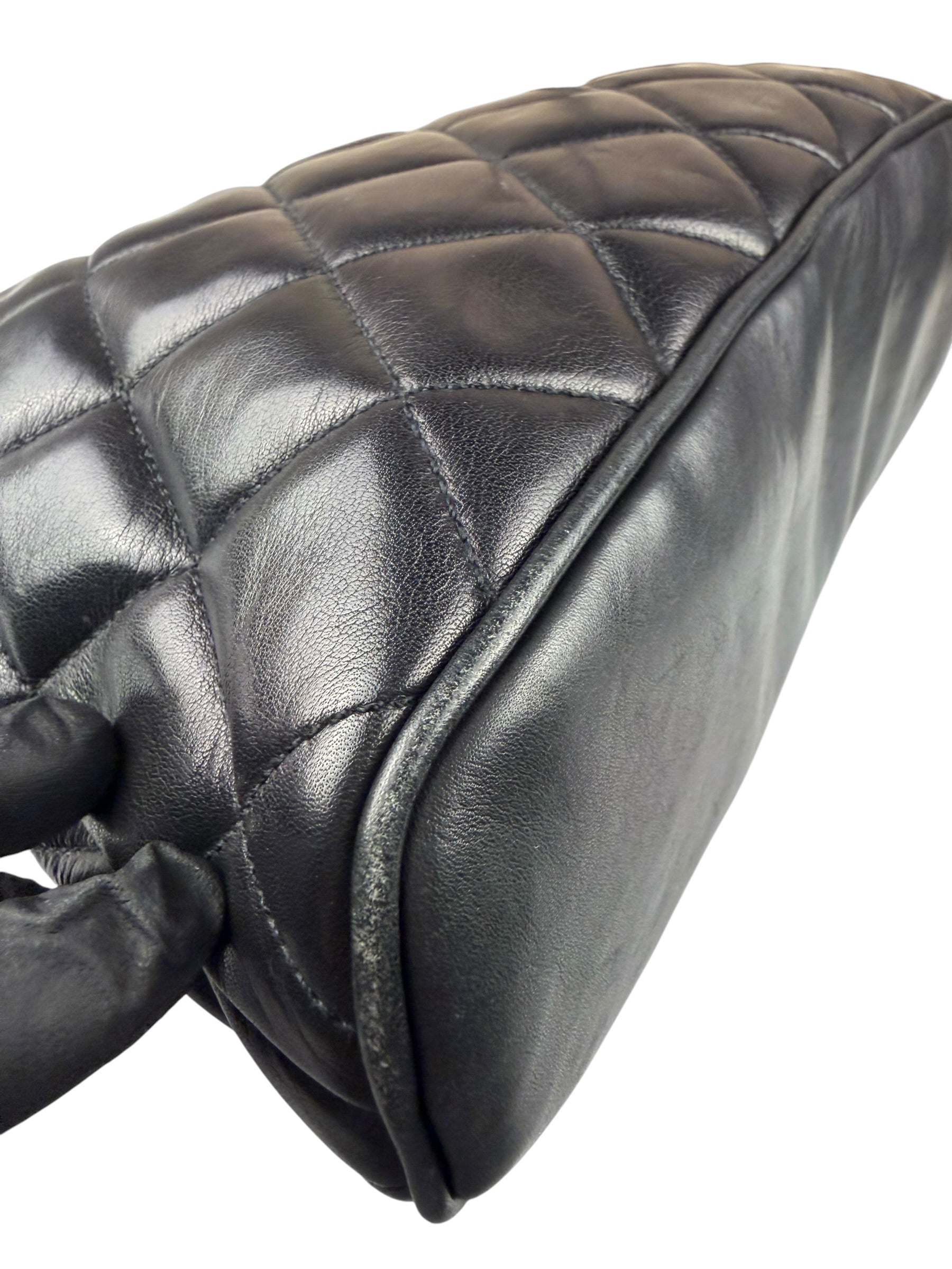 Chanel Vintage Black Quilted Leather Shoulder Bag 1987