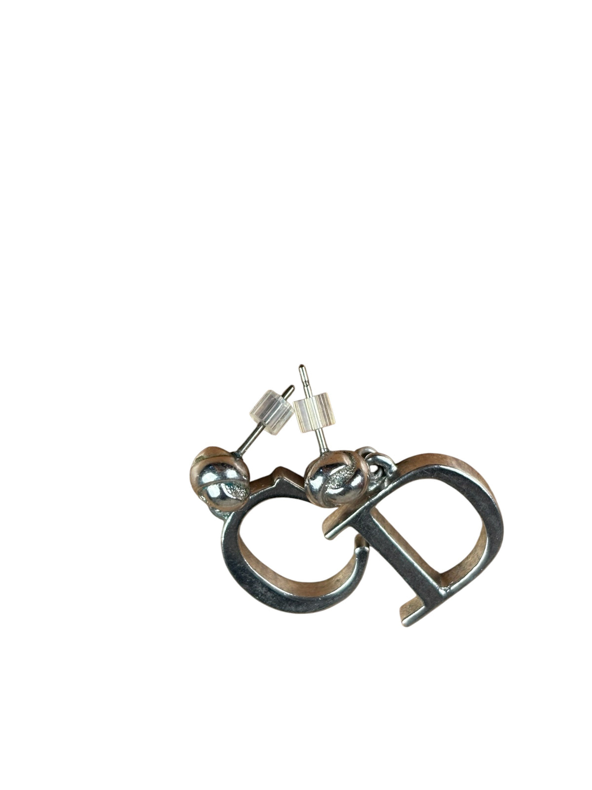 Christian Dior Silver D&C Charm Navy Drop Earring