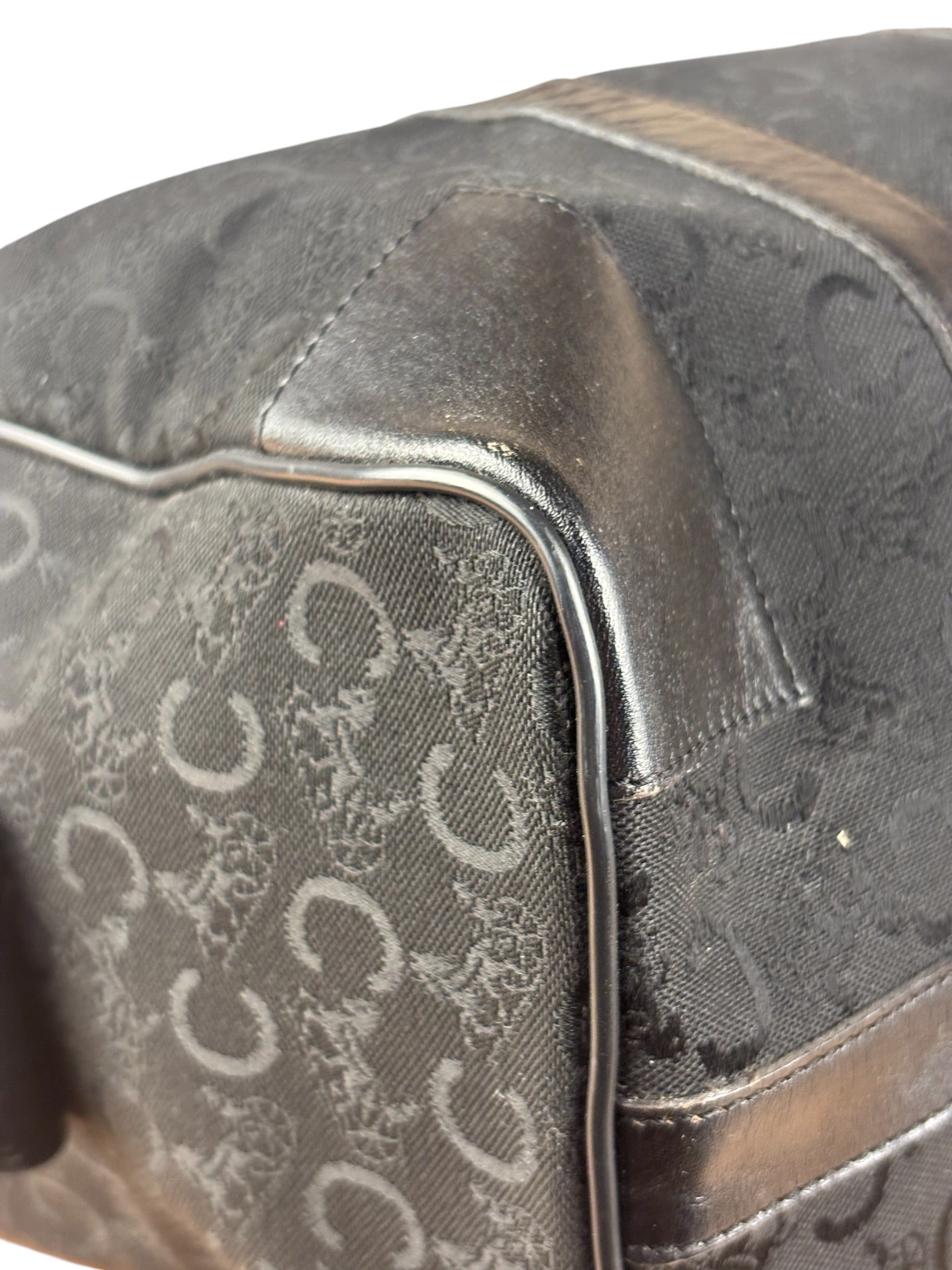 Celine Black Leather Wear Macadam Monogram Mini Boston Bag