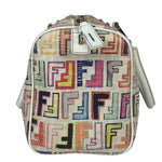 Fendi Beige Leather Multicolor Zucca Forever Boston Bag