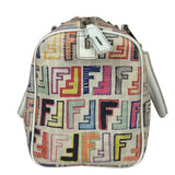 Fendi Beige Leather Multicolor Zucca Forever Boston Bag