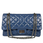 Chanel Blue Patent Quilted Jumbo Classic 2.55 Double Flap Bag 2011