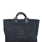 Chanel Black Canvas Pearl Deauville 2Way Tote 2019