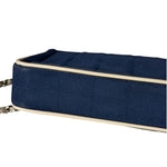 Chanel Blue/Cream Patent Leather Trim East-West Chocolate Bar Shoulder Bag 2002