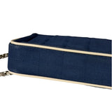 Chanel Blue/Cream Patent Leather Trim East-West Chocolate Bar Shoulder Bag 2002