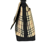 Burberry Black Leather Trim House Check Flap Crossbody Bag