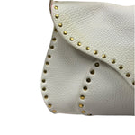 Celine White Grained Leather Studded Poultbot Shoulder Bag