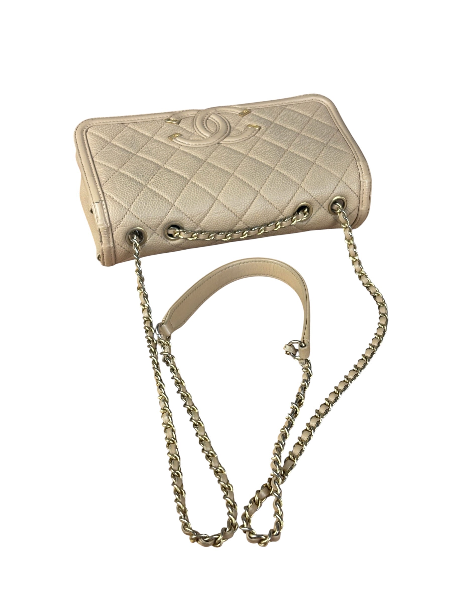 Chanel Beige Caviar S Filigree Flap 2016