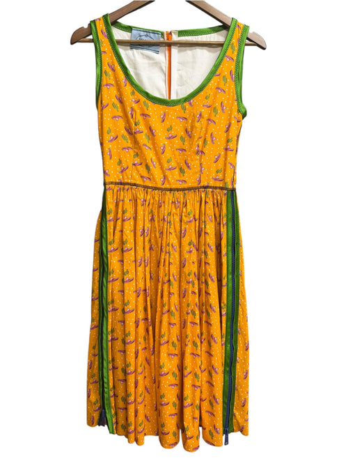 Prada SS 2017 Cactus Print Cotton Blend Zipper Dress