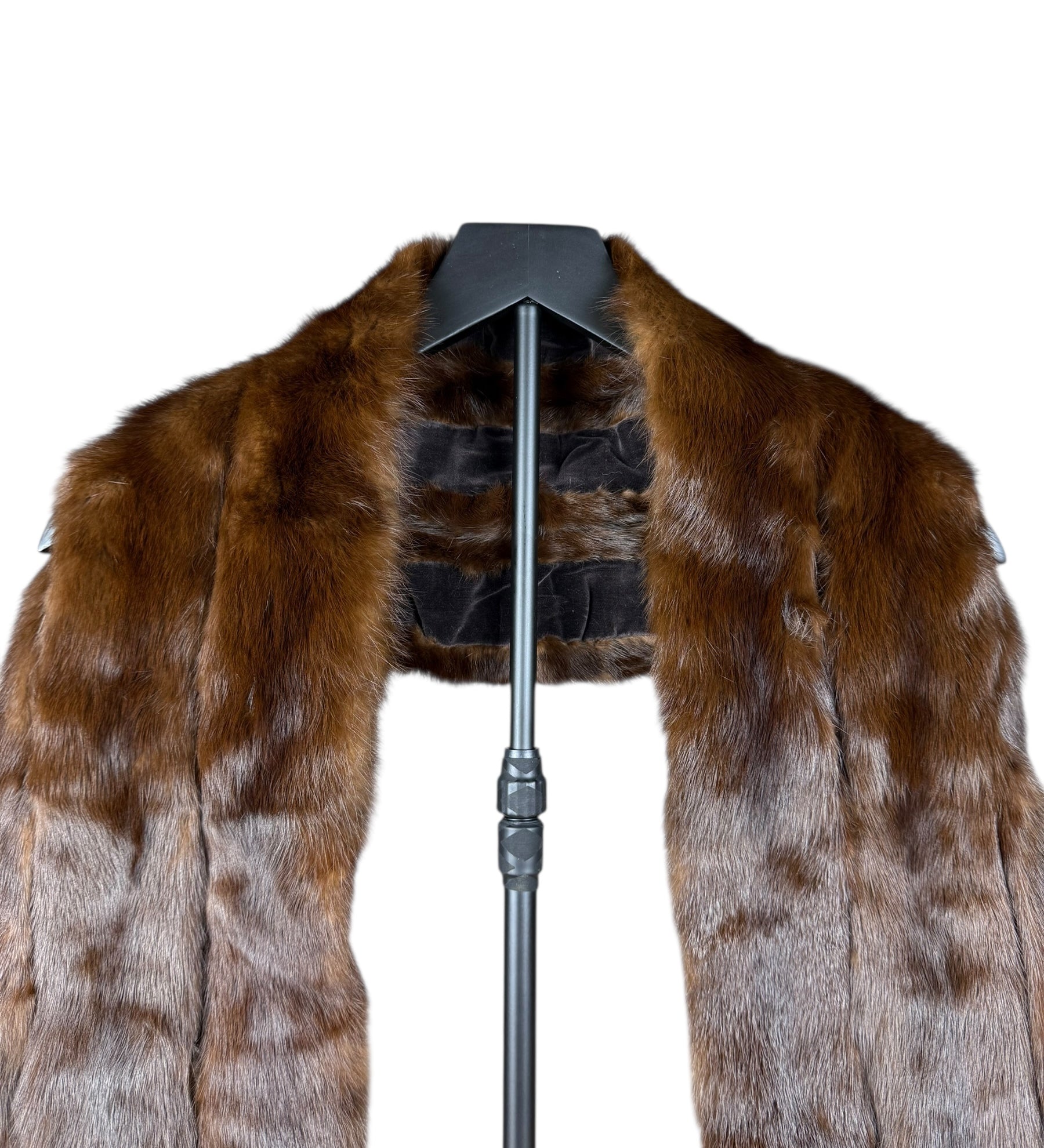 Vintage Dark Brown Fur Tailed Shawl