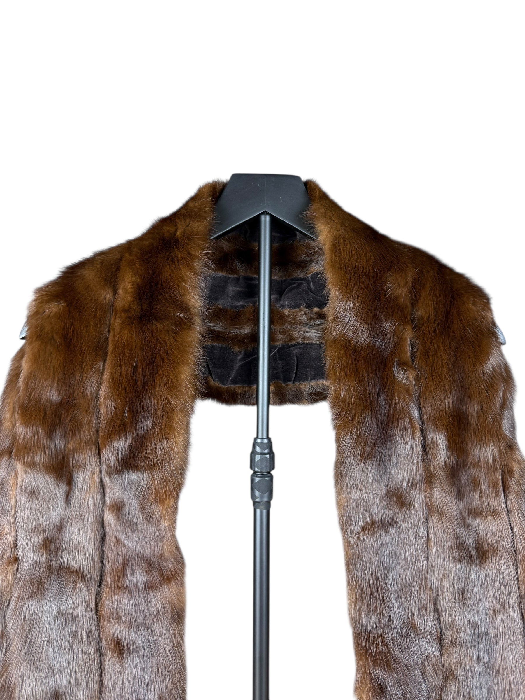 Vintage Dark Brown Fur Tailed Shawl