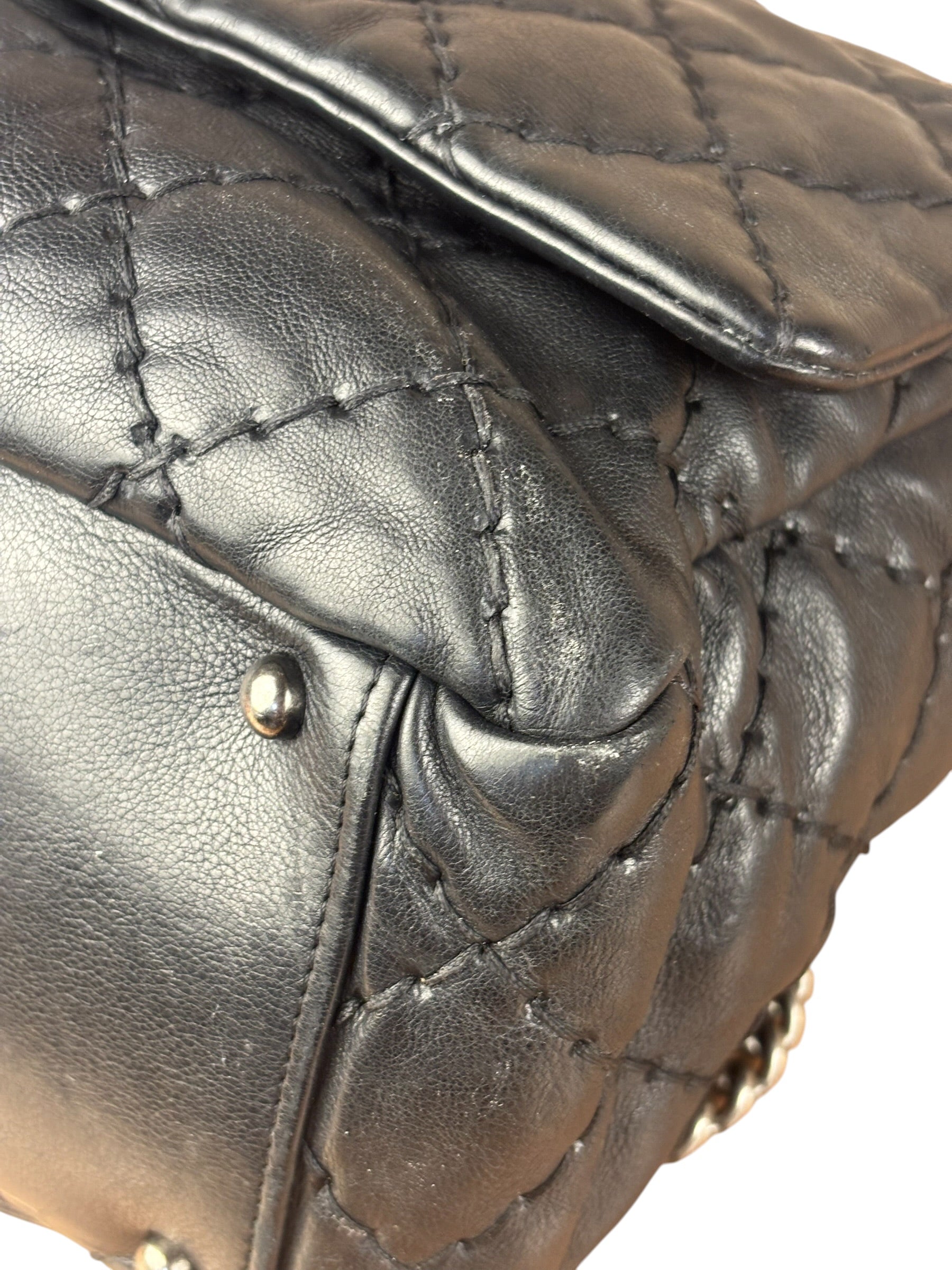 Chanel Black Leather Paris Moscow Flap/Chain Shoulder Bag 2005