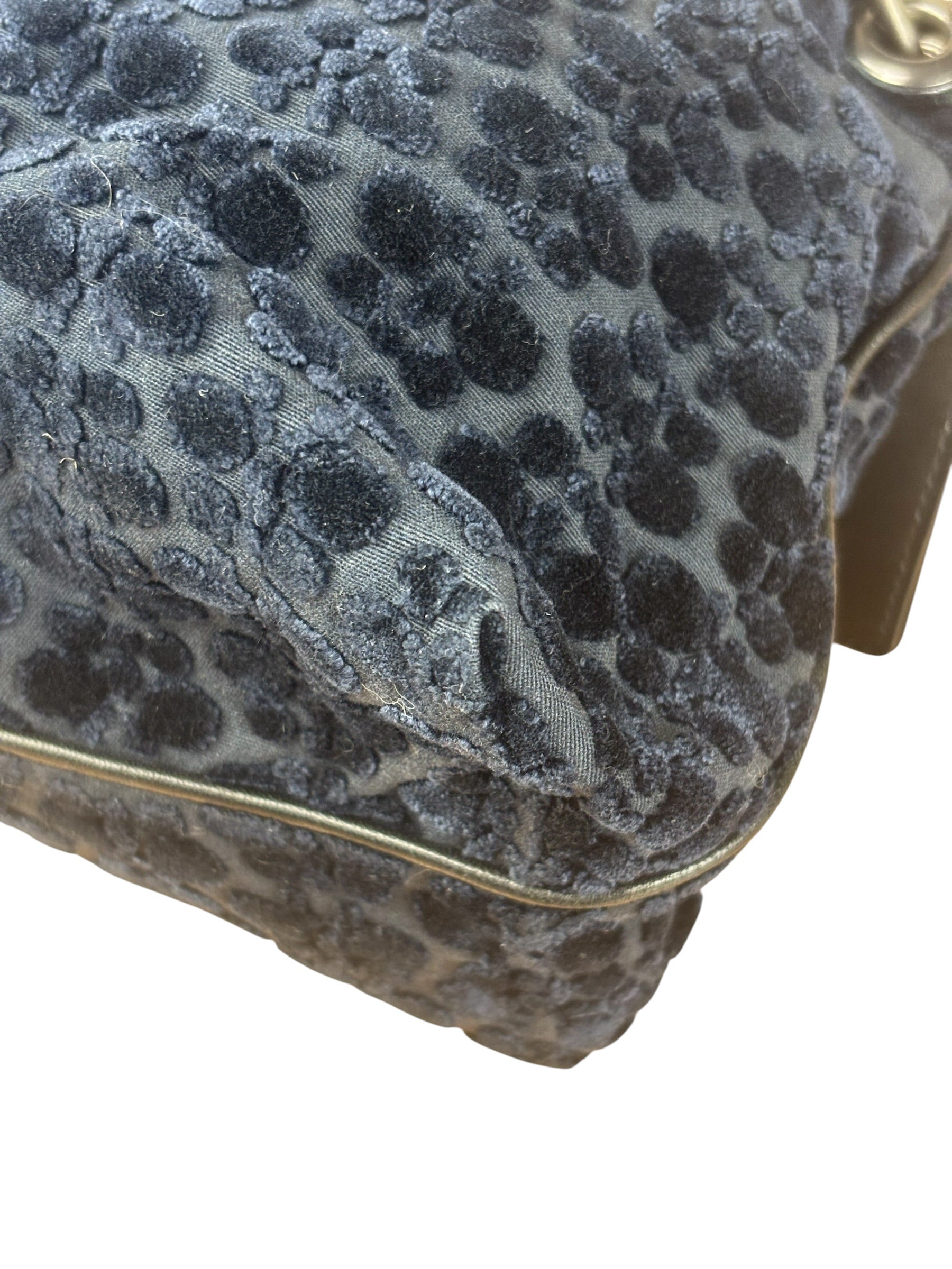 Bottega Veneta Vintage Blue Leopard Chenille Shoulder/Hand Bag