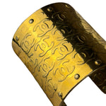 Chanel Vintage Gold CC Print Cuff Bracelet