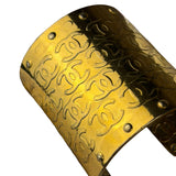 Chanel Vintage Gold CC Print Cuff Bracelet