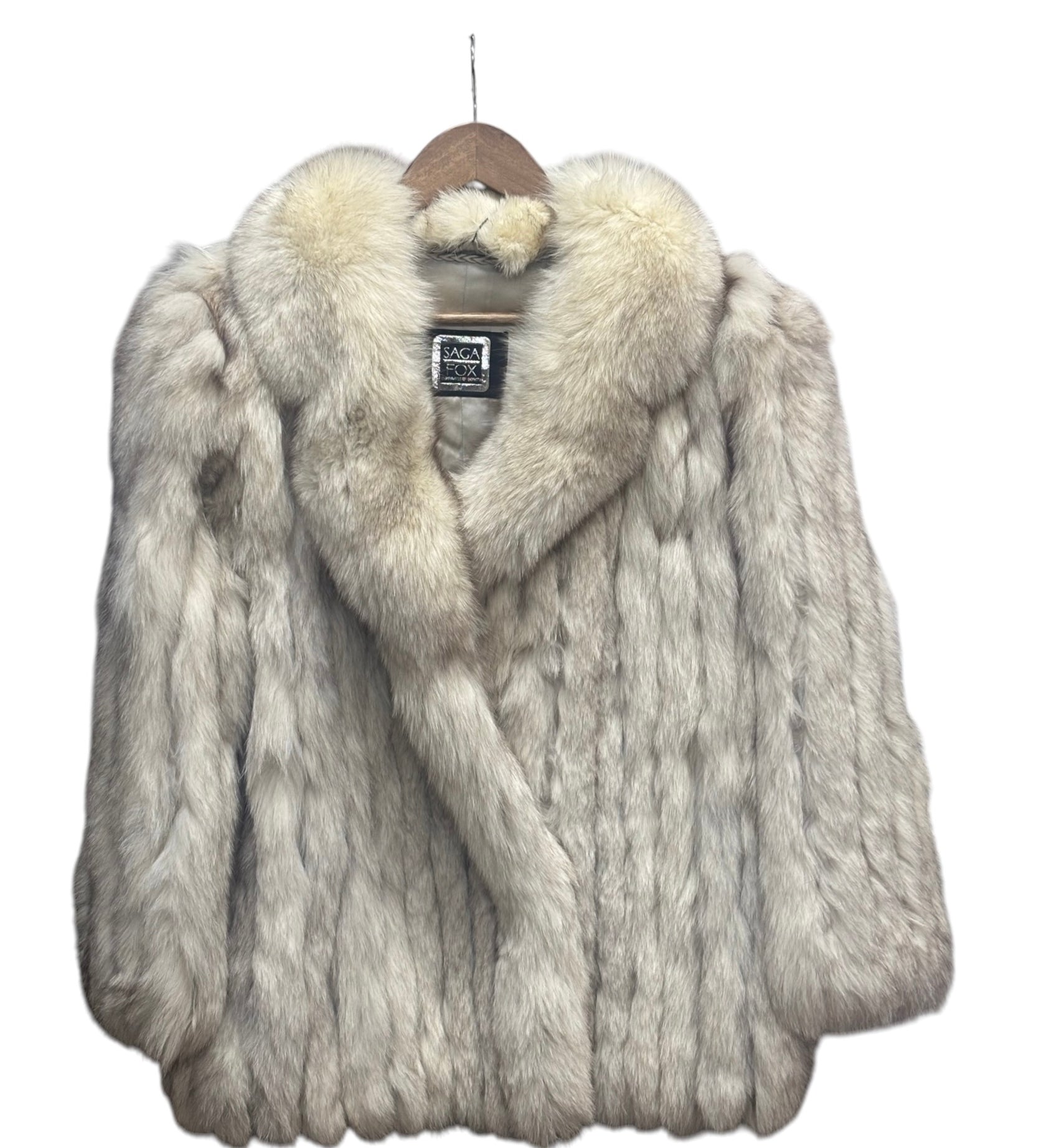 Saga White/Grey Fox Fur Coat