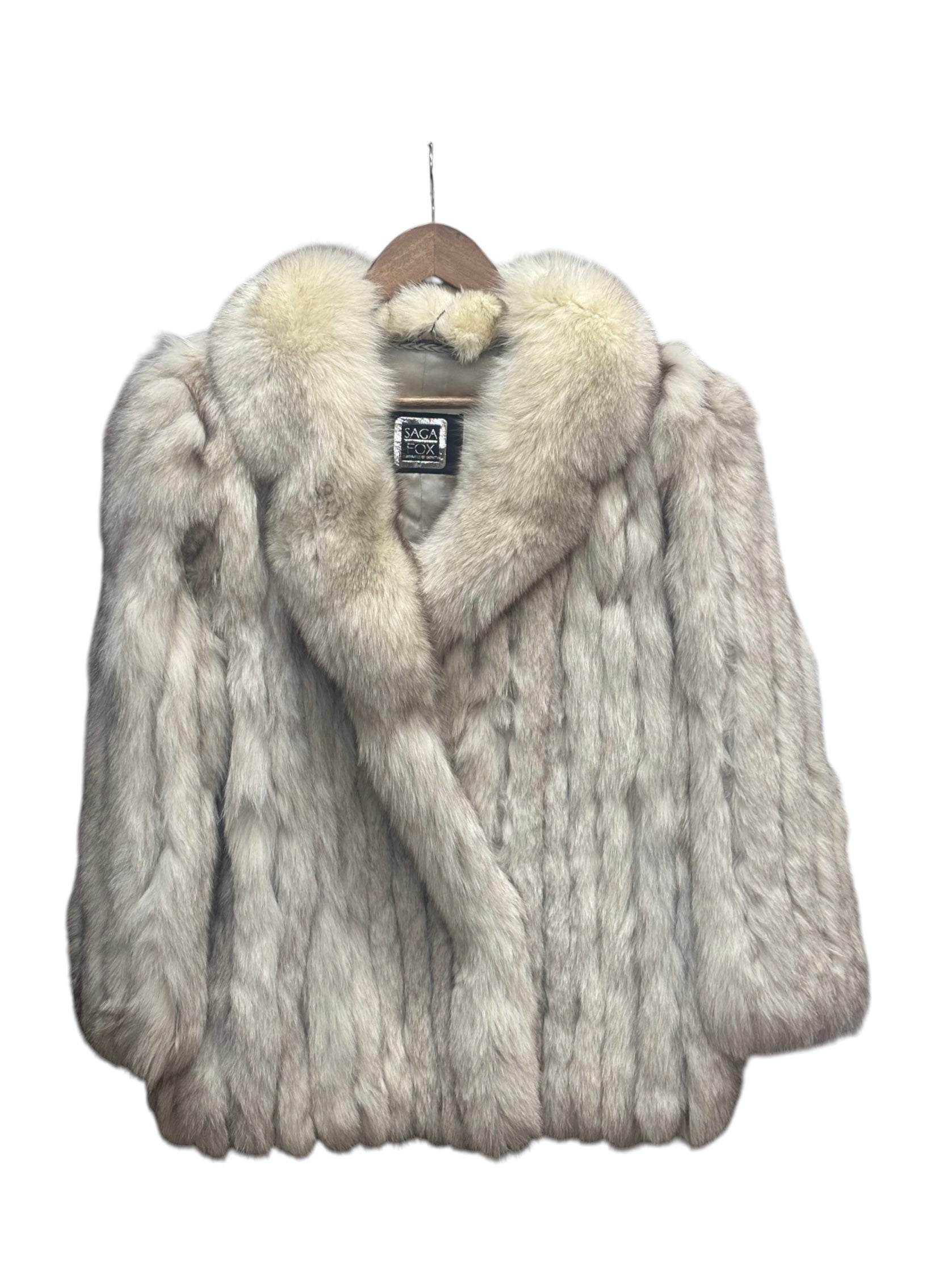 Saga White/Grey Fox Fur Coat