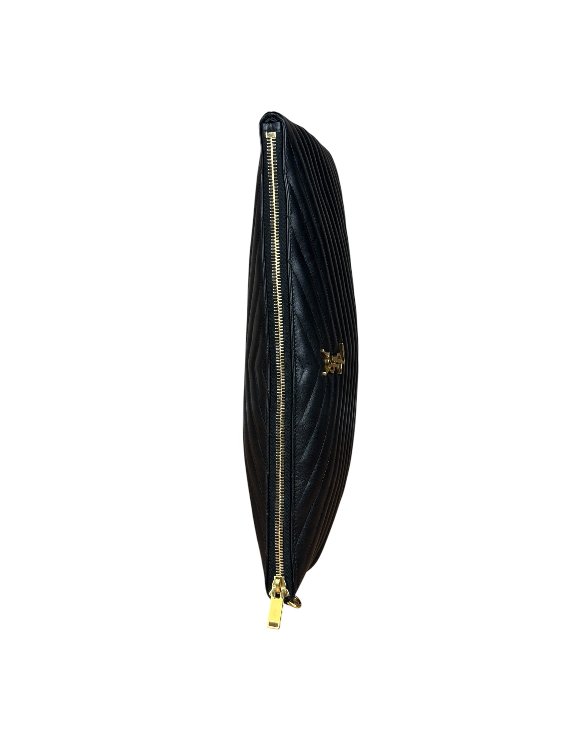YSL Black Quilted Leather Cassandre Matelasse Pouch