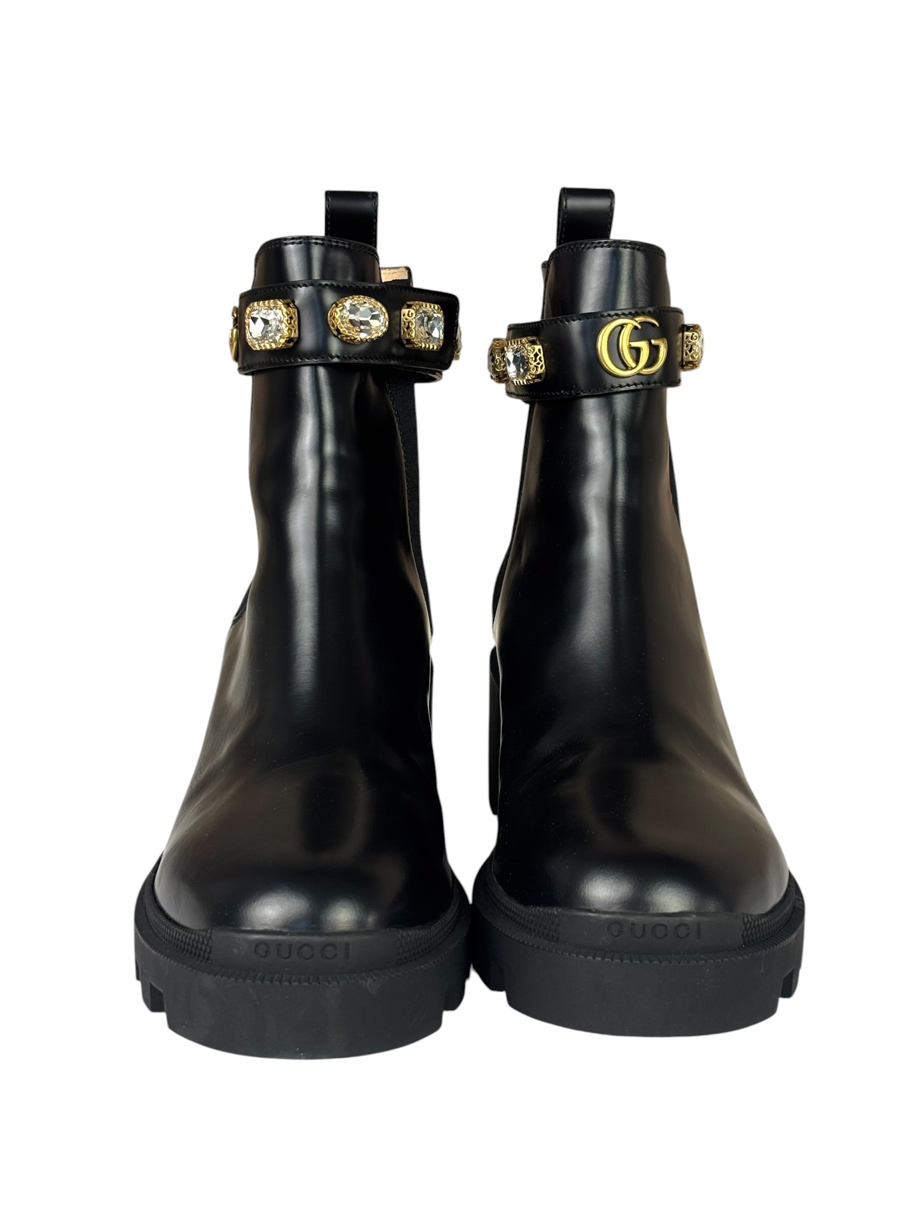 Gucci Black Kingsnake Leather Chelsea Ankle Boots