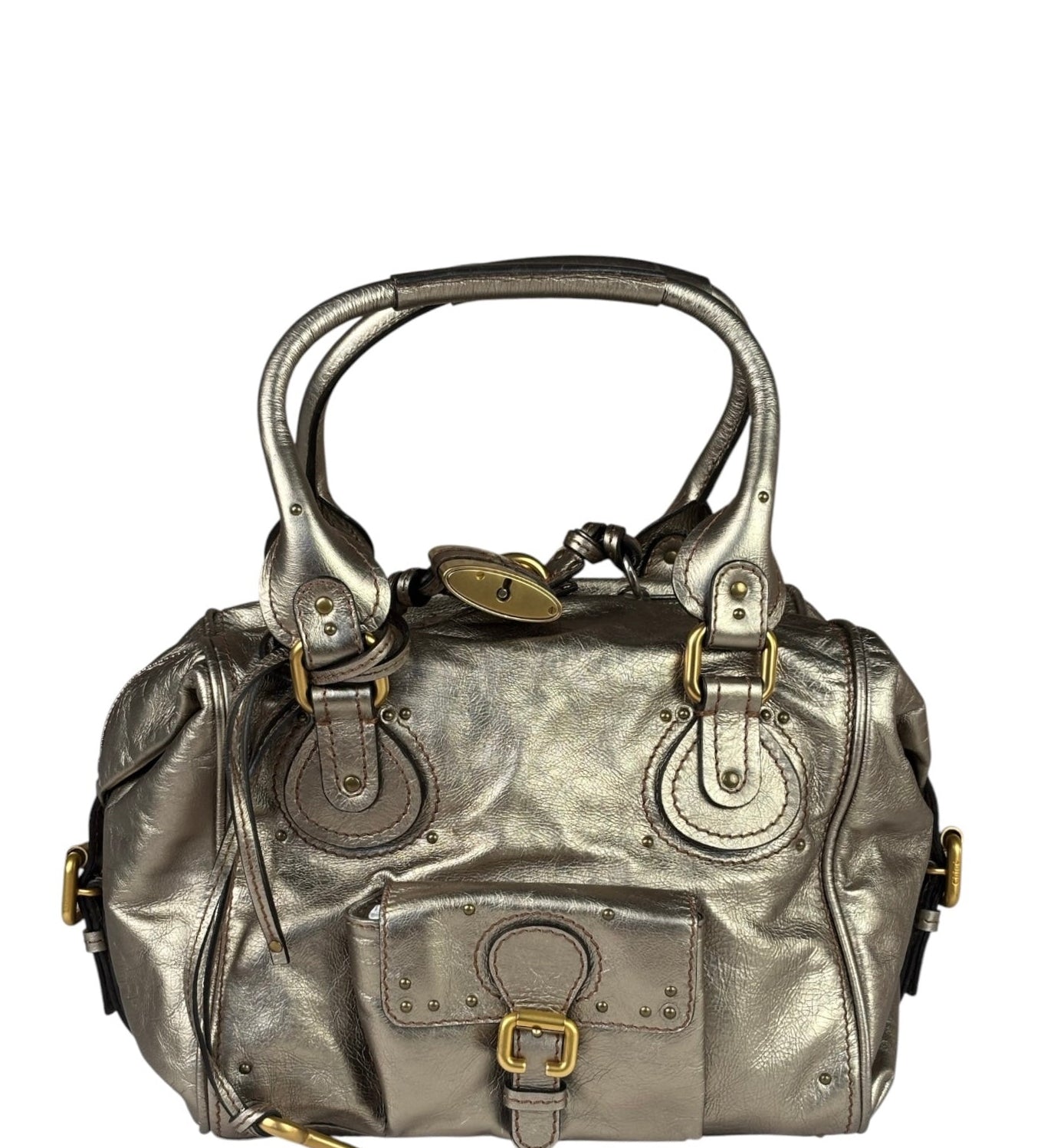 Chloe Metallic Gold Leather Paddington Handbag