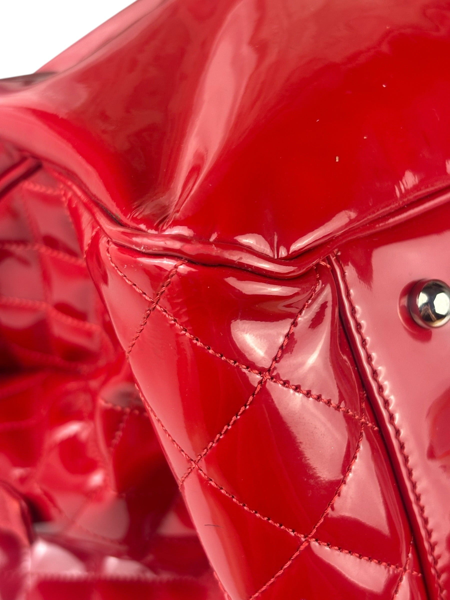 Chanel Lipstick Red Patent Leather Paris-Venice CC Jumbo Tote 2010
