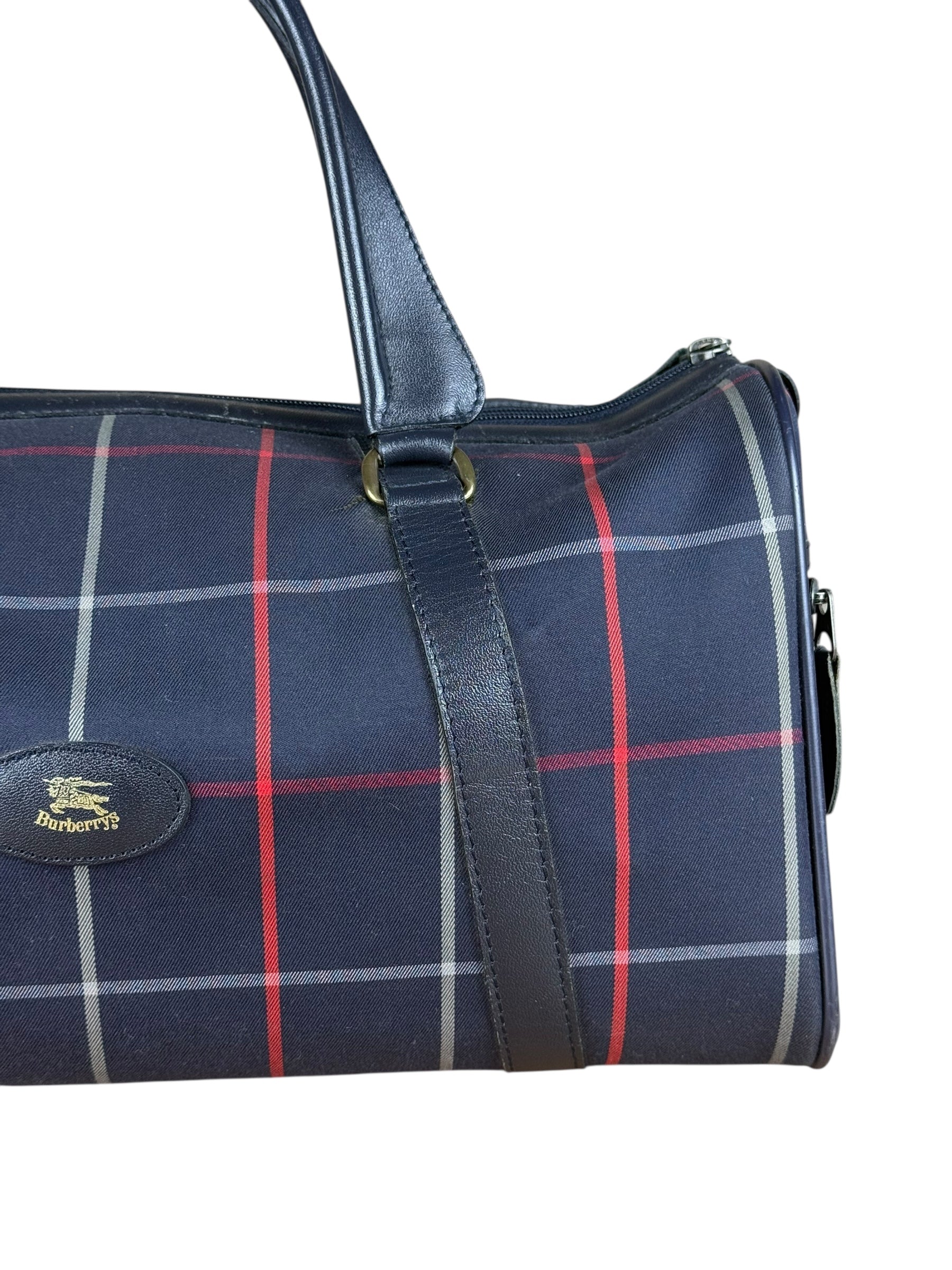 Burberry Blue Nova Check Vintage Boston Bag