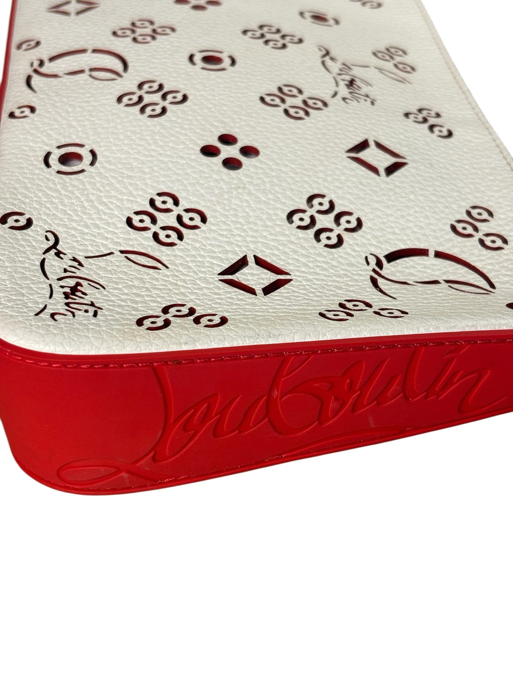 Christian Louboutin White Leather Loubinthesky Perforated Pochette