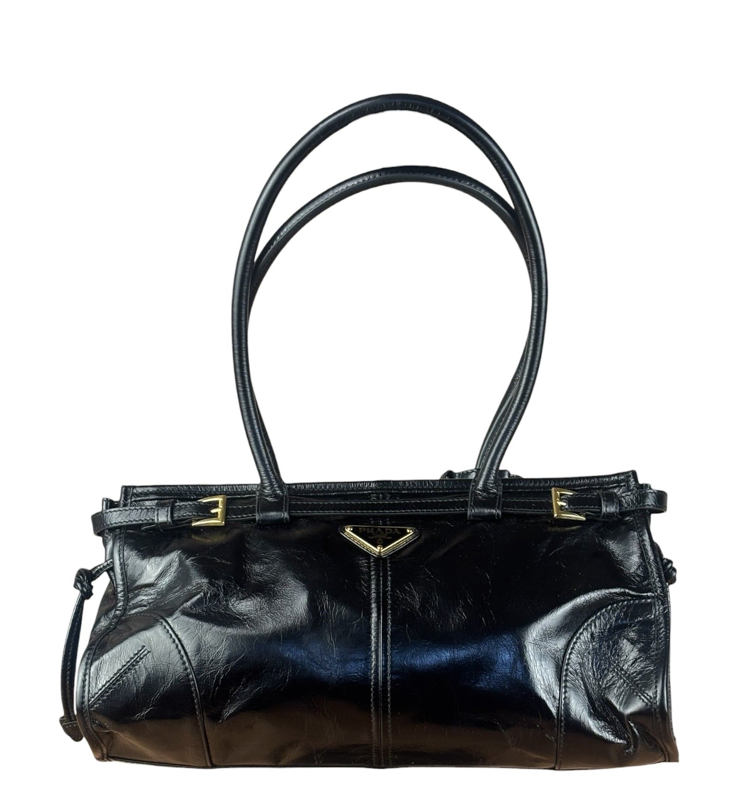 Prada Calfskin Bonnie Shoulder Bag Black